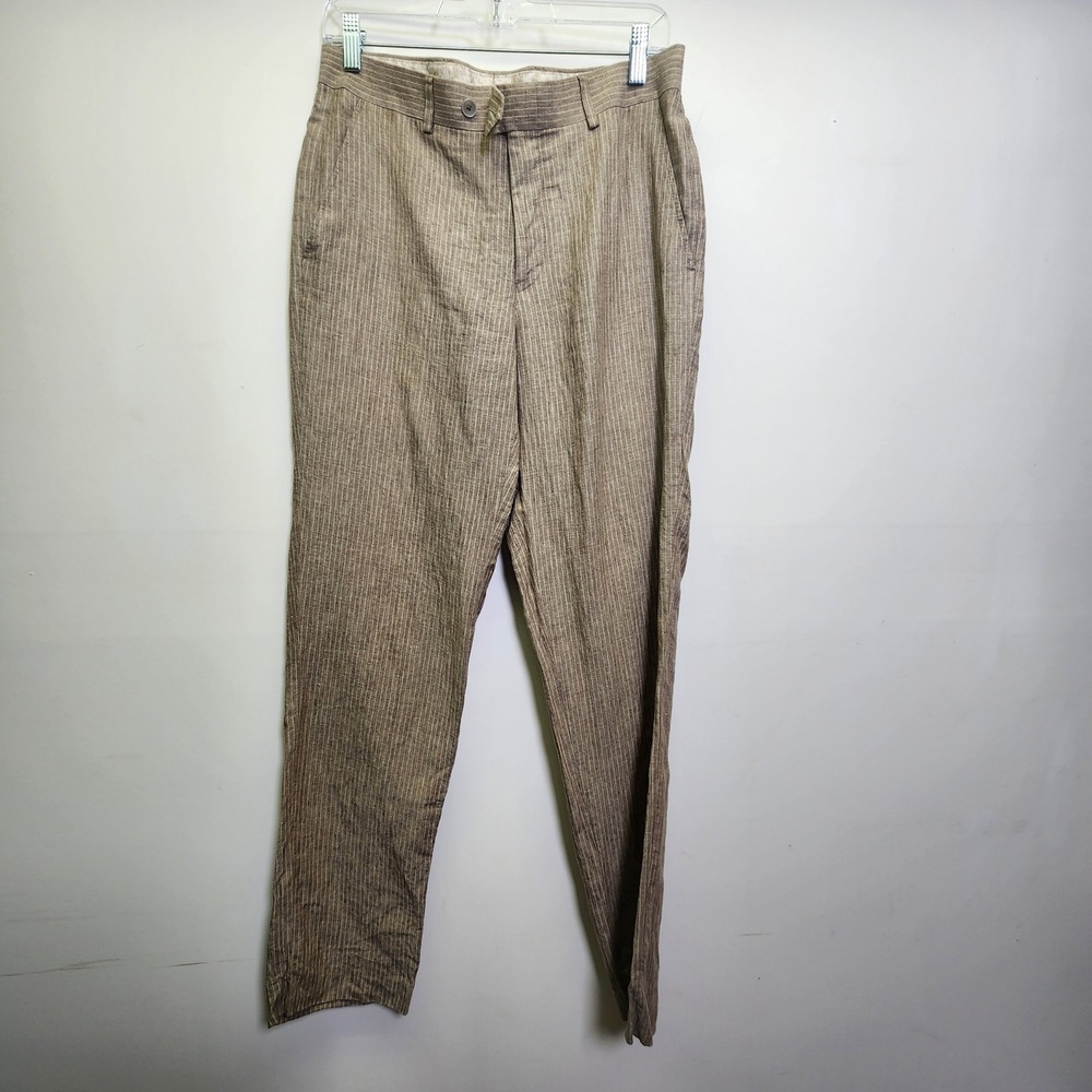 Bar III 100% Linen Pinstripe Pants Trousers Men's 30x31 Slim Fit Flat Front